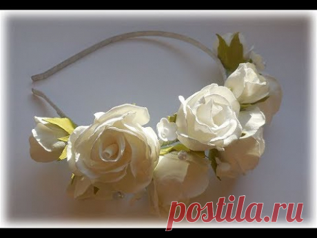 МК Ободок с розами из фоамирана.