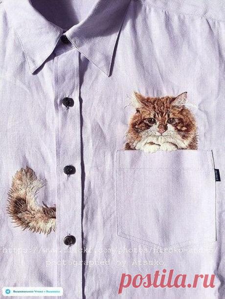 🦋🌶 Вышивка: Кармашек и котики