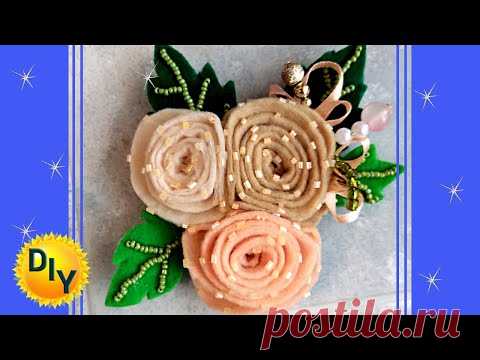 Брошь из фетра цветок. Подарок на розыгрыш. DIY/рукоделие. #брошь