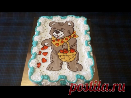 Торт МИШКА Торт-раскраска Украшаем торт кремом,шоколадом и декор гелем Cake decoration