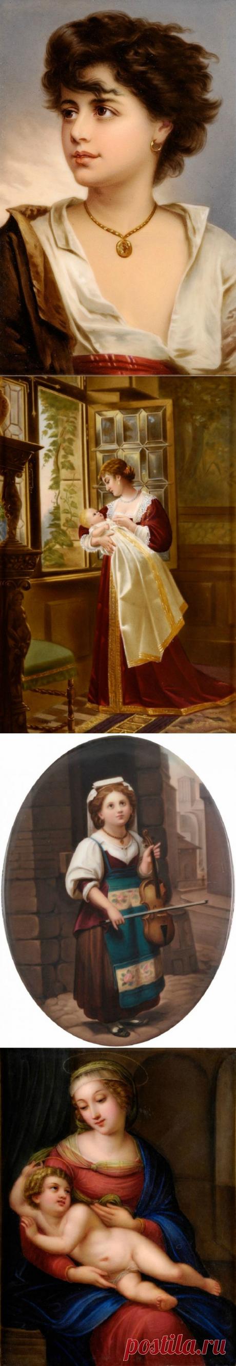 Аукционное ассорти: Живопись на фарфоре 19 век... ЖанровоПортретное.