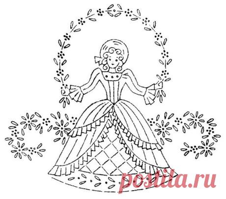 Старинные шаблоны для вышивки Леди 1