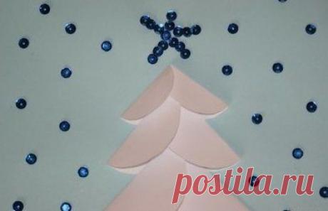 Новогодняя открытка из кружочков — Поделки с детьми