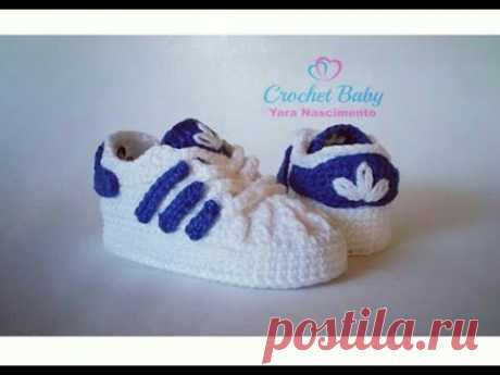 Tênis ADIDAS de crochê - Tamanho 09 cm - Crochet Baby Yara Nascimento