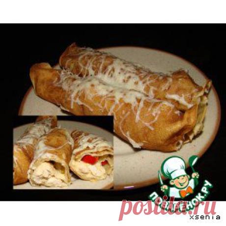 "Каннеллони" из блинов с начинкой из курицы - кулинарный рецепт