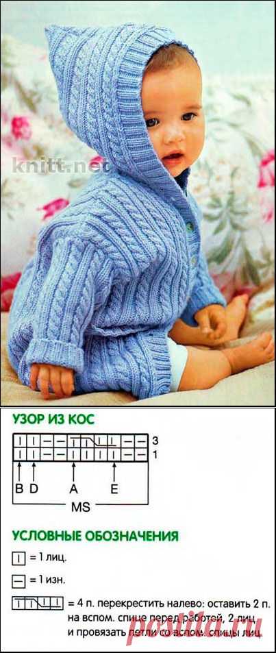 Пальто-кофта голубого цвета для ребенка | knitt.net | Все о вязании