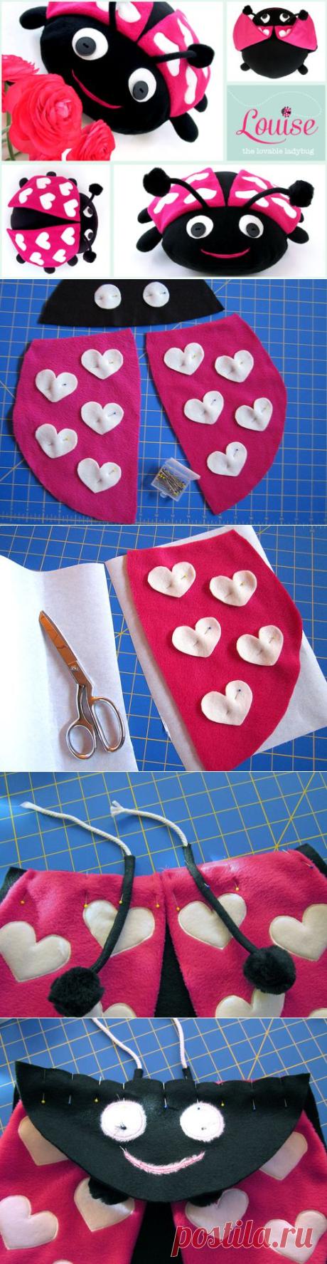 Ladybug Pillow Pal with Heart Wings | Sew4Home