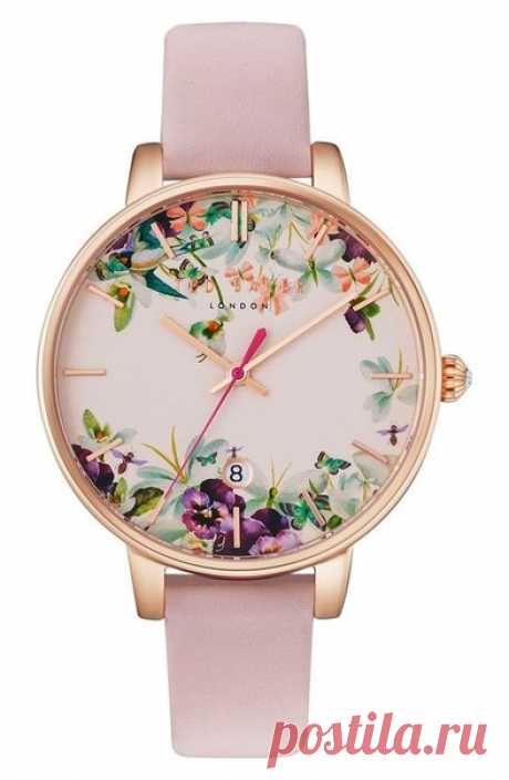 Ted Baker London watch - женские часы с розовым ремешком и деталями из розового золота.