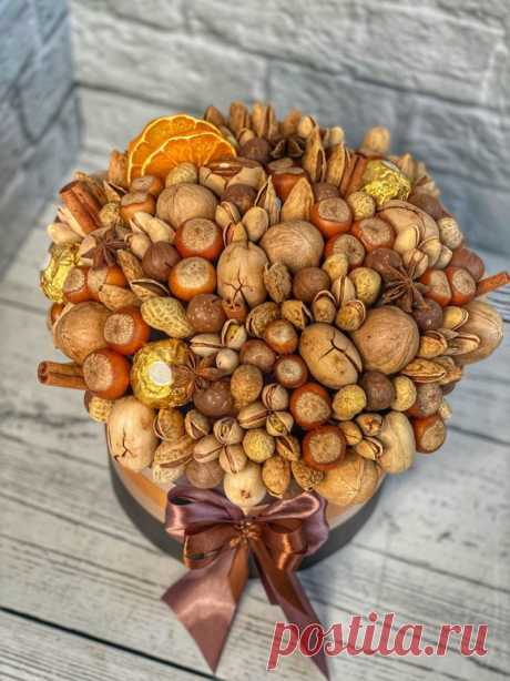 Букеты из орехов (79 фото) - пошаговые инструкции создания букетов для мужчин и женщин