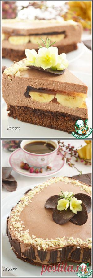Торт "шоколадно-творожный мусс с бананами в карамельном желе" - кулинарный рецепт