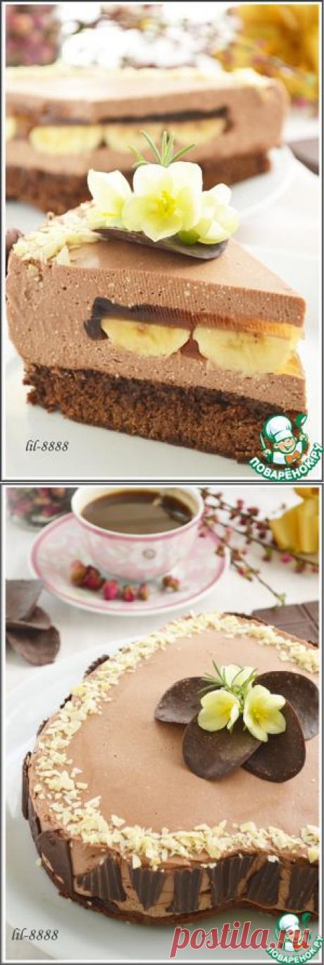 Торт &quot;шоколадно-творожный мусс с бананами в карамельном желе&quot; - кулинарный рецепт