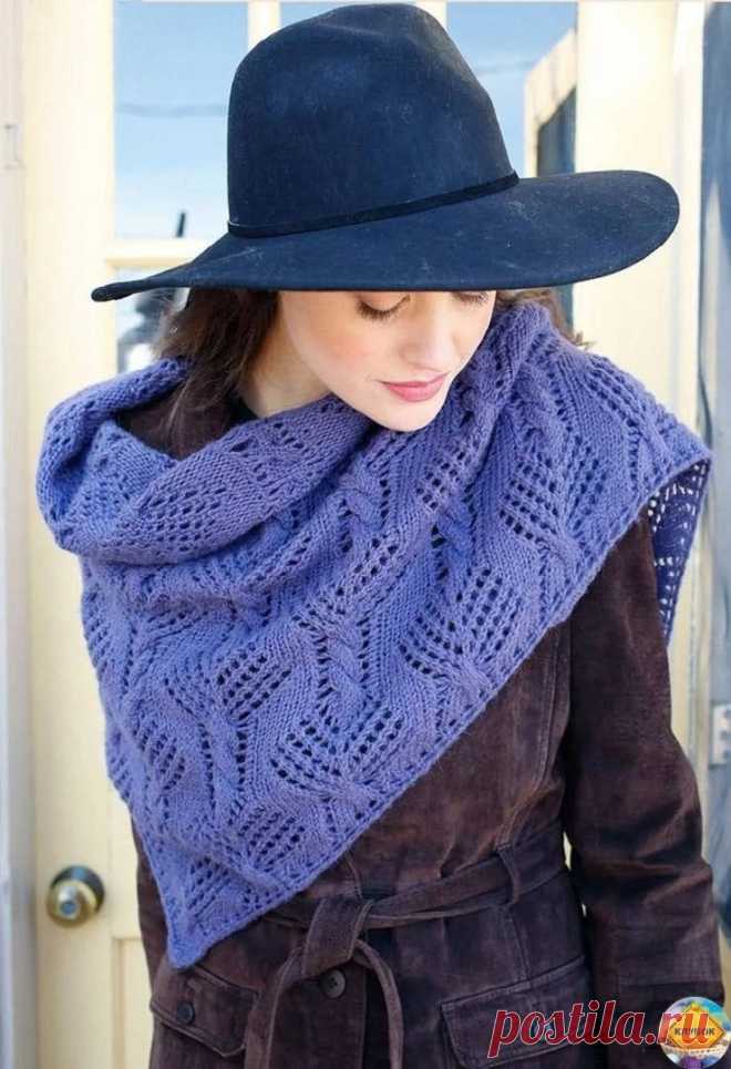 Ажурная шаль спицами. Схемы. / knittingideas.ru