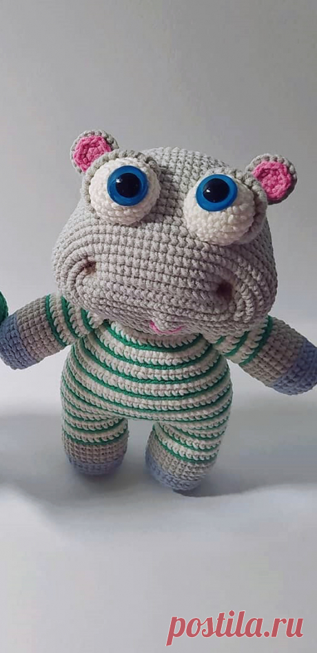 PDF Бегемотик Боня крючком. FREE crochet pattern; Аmigurumi animal patterns. Амигуруми схемы и описания на русском. Вязаные игрушки и поделки своими руками #amimore - Бегемот, бегемотик.