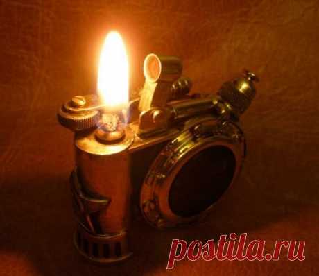 Зажигалка дозаправляемая с окошками «Стимпанк»