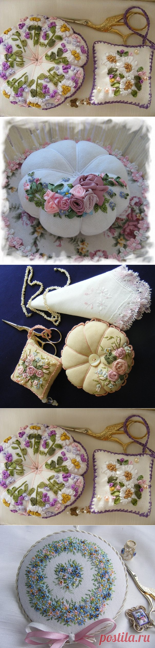 Игольницы, вышитые лентами