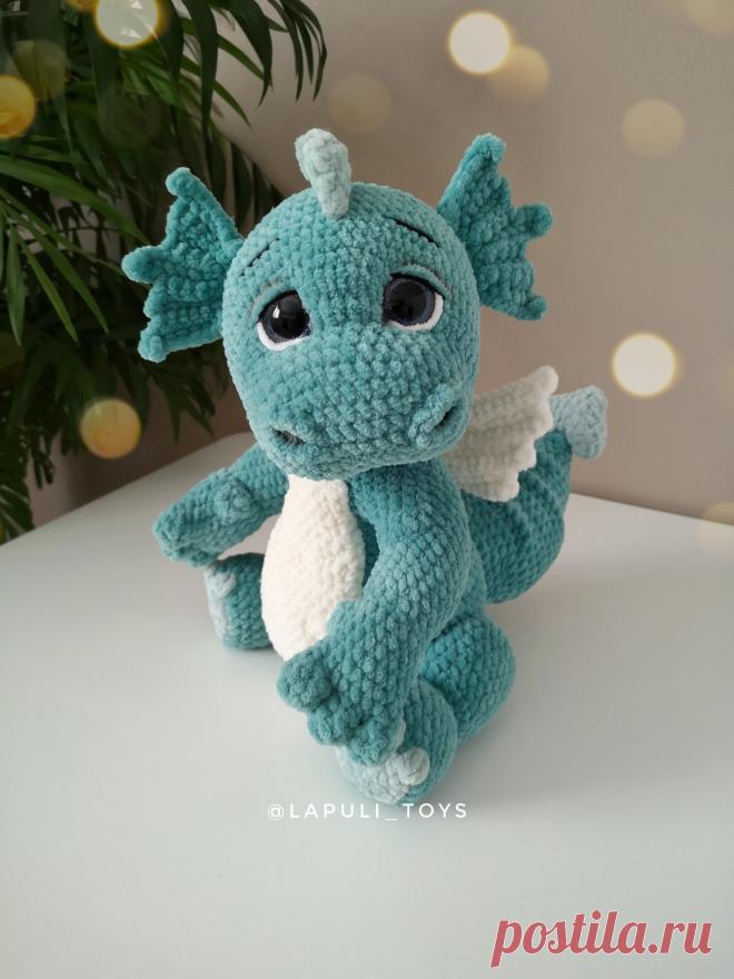 Дракон плюшевый. Вязаный дракон. Динозавр. Игрушка ручной работы