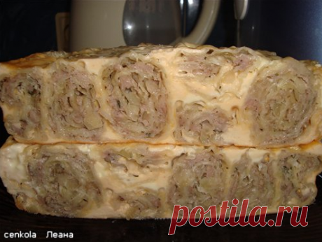 Ленивец из лаваша и мясного фарша