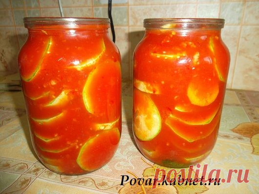 Кабачки в томатном соусе - рецепт консервирования кабачков. | Вкусные Рецепты