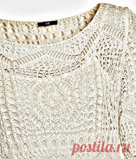 Морская пена. Ажурное платье H&M спицами