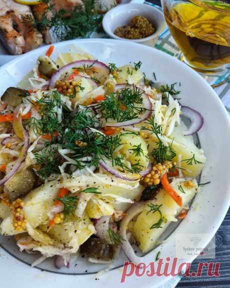 Картофельный салат с квашеной капустой и солёными огурцами - рецепт автора Любовь Попова
