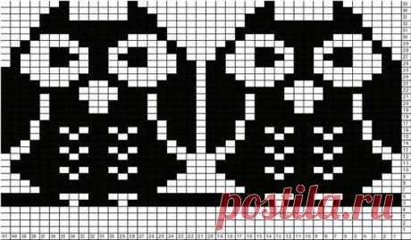 Жаккардовый узор "Совушки" из категории Интересные идеи – Вязаные идеи, идеи для вязания