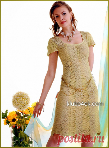 crochelinhasagulhas: Vestido dourado de crochê