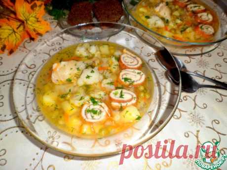 Куриный суп с омлетом и овощами