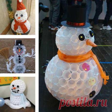 Необычная новогодняя игрушка из пластиковых стаканчиков. Как сделать снеговика из пластиковых стаканчиков