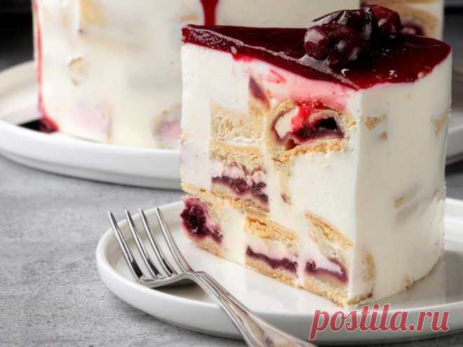Сметанный торт с вишней 🍒 рецепт пошагово