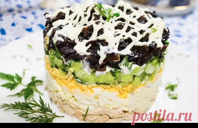 Вкуснейший салат с курицей, черносливом и шампиньонами - Бабушкины рецепты