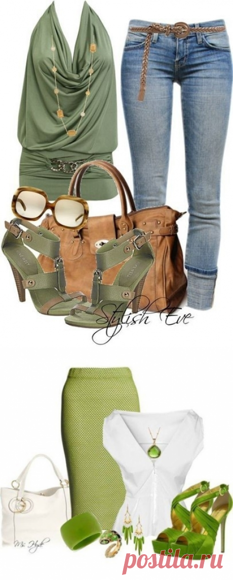 Образы с элементами в зеленых оттенках. — Модно / Nemodno