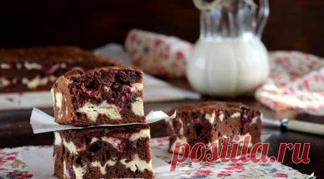 Брауни с творогом и вишней – Очень простой и необычный рецепт! | Самые вкусные кулинарные рецепты