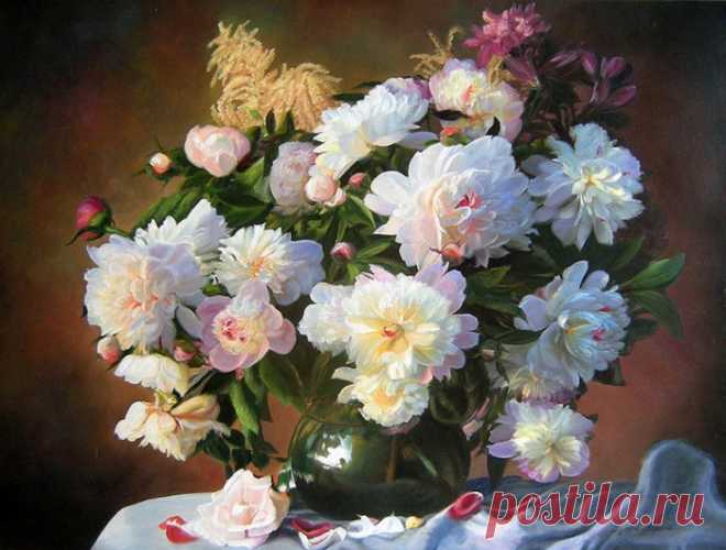 Удивительные пионы и фрукты художника Zbigniew Kopania