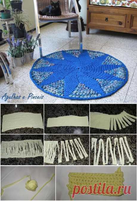 КРУГЛЫЙ КОВРИК ИЗ РЕЗАНОЙ ТКАНИ
