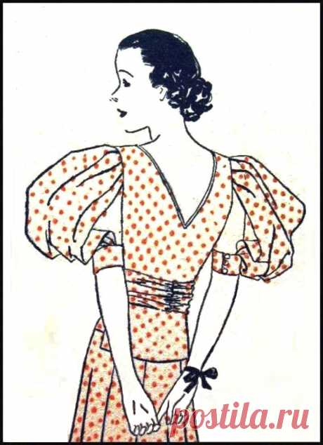 Ретро-платье с рукавами-фонарик