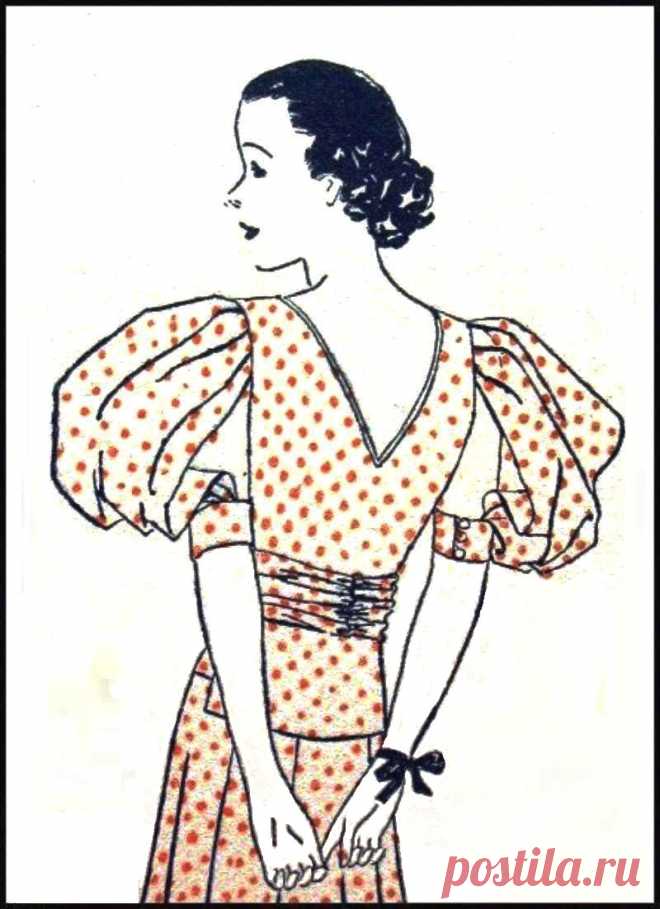 Ретро-платье с рукавами-фонарик