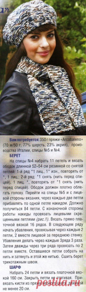 Берет и шарф спицами