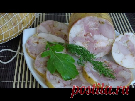 Как сделать куриный рулет в оболочке. Ветчина куриная в оболочке.