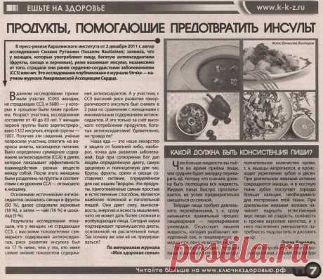 Продукты помогающие предотвратить инсульт