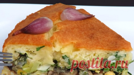 Заливной луковый пирог на кефире: очень вкусный рецепт