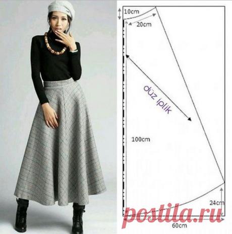 ВЫКРОЙКА РАСКЛЕШЕННОЙ ЮБКИ