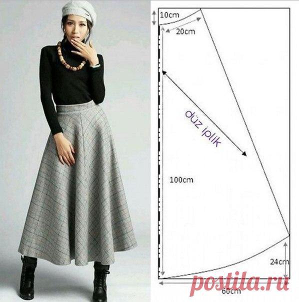 ВЫКРОЙКА РАСКЛЕШЕННОЙ ЮБКИ