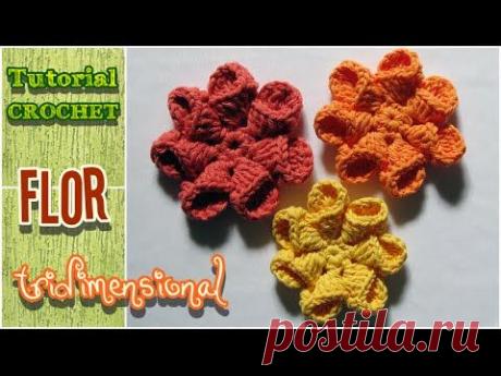 DIY Flor tridimensional o 3D - Tutorial Crochet