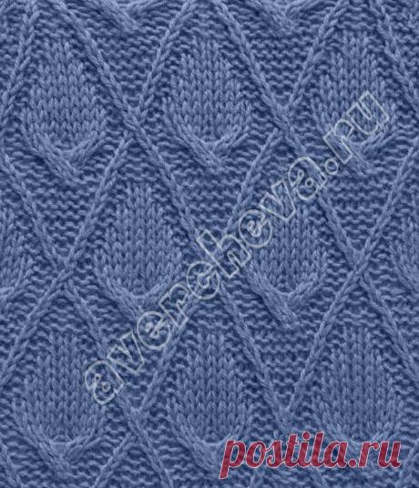 узор цветка из кос внутри ромба | каталог вязаных спицами узоров