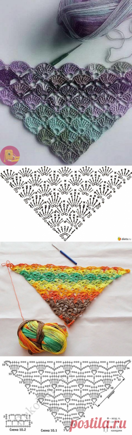 Узоры для шалей и бактусов крючком — Сделай сам, идеи для творчества - DIY Ideas