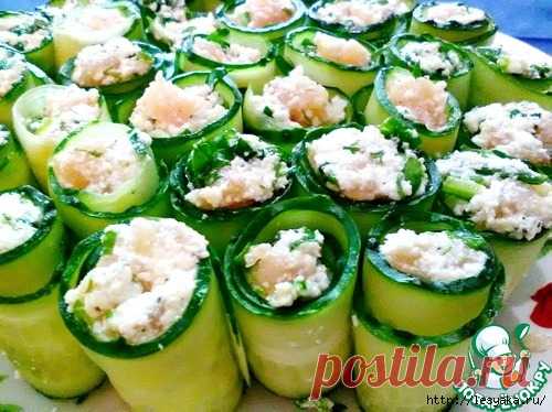 Необычные огуречные роллы с рыбной начинкой!