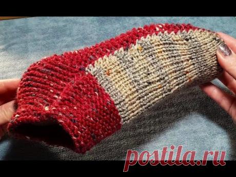 Суперские короткие носочки /следочки двумя спицами/ без шва /узор хеликс поворотными рядами