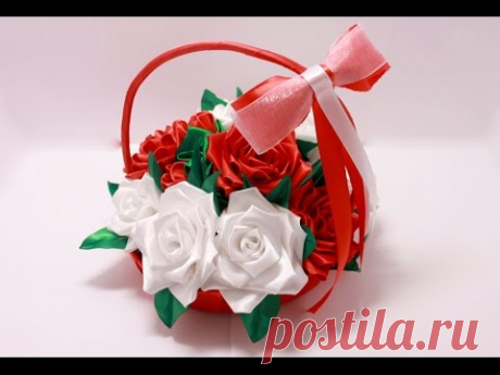 Корзинка с розами/(ENG SUB)/ Rose basket/Свадебные аксессуары Марины Кляцкой