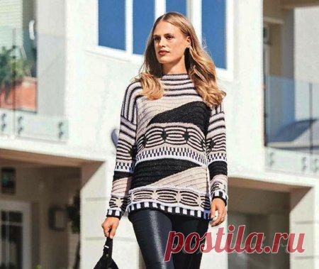 Пуловер спицами «Графика»