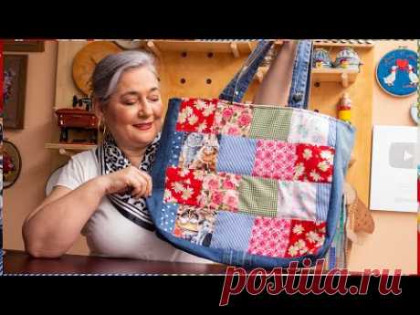 Haz este bolso lindo , con retazos y con jeans viejos o en desuso/ Tutorial de costura Con Luzkita